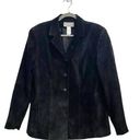 Liz Claiborne  Black Suede Leather Vintage Jacket Sz L Photo 0