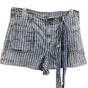 American Eagle  Outfitters High Rise Tie Belted Striped Denim Jean Shorts Size 14 Photo 1