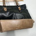 The Sak  Leather Tote Bag Purse Metallic Embroidered Detail Black Brown Photo 1