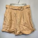 Farm Rio  Women's Beige High Waisted Belted Tailored Linen Shorts Pockets L NWT Photo 1