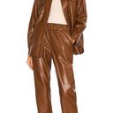 ANINE BING  Colton Faux Leather Track Pants in Brown Photo 2