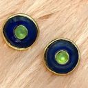 Vintage Blue  & Green Evil Eye Aesthetic Earrings Photo 0