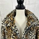 Nine West  Faux Fur Bomber Jacket Cropped Zip Jacket Animal Print Photo 3