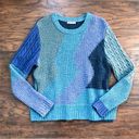 Anthropologie Zaket & Plover • Anthro color block sweater blue green wool chunky knit pullover Photo 1