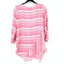 Habitat  Blouse Women's Size Small Linen Asymmetrical Hem Pink White Striped Top Photo 1