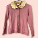 Tracy Reese  vintage vibes faux fur collar jeweled buttons women’s cardigan s Photo 0