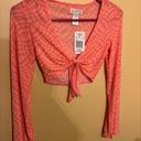 l*space L* Cover Up Bandera Top Sheer Mesh Tie Front Pink/Orange Size XS Photo 4