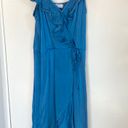 Socialite Blue Satin Flowy Midi Dress Photo 1