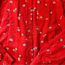 BeachLunchLounge  women's medium red floral button down long sleeve blouse Photo 3