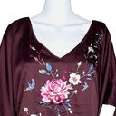 White House | Black Market  Blouse Women Small Purple Satin Floral Embroidered Boho Photo 4