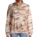 Derek Heart  Tan Cream Cinched Waist Funnel Neck Camo Sweatshirt hoodie Photo 0