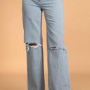 Rolla's  Heidi High Rise Loose Straight Jeans in Holiday Blue Busted Knee Size 24 Photo 1