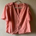 Joie  peach coral 100% silk career button summer minimalist butterfly v-neck cute Photo 4