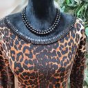 INC  Brown & Black Animal Print Round Neck Long Sleeves Casual Sweater Size Large Photo 11