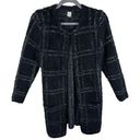 The Moon A.  Black White Checkered Long Sleeve Fuzzy Cardigan Pockets Size S Photo 0