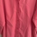 Blair  Pink 1/2 Sleeve Collared V Neck Button Down Blouse Semi Sheer Photo 2