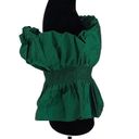 Majorelle  Revolve Women’s Lined Ruffled Smocked Waist Strapless Blouse Green Lar Photo 3