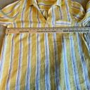 J.Jill  $79 Love Linen Daisy Stripe Roll-Tab Sleeve V-Neck Tunic Top Size Medium Photo 2