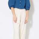 Buttons NWT Hackwith Design House Puff Sleeve Denim Cropped Top Size S (cotton ) Photo 4