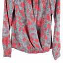 Yoana Baraschi  Printed Faux Wrap Top Blouse Red Gray Size S/M Photo 2