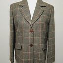 Petite Sophisticate Vintage  Drab Olive Plaid Wool Blend Blazer Size 12 Photo 0