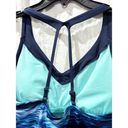 Nike  Women's Blue Blur Abstract V-neck Tankini Top Sz M Photo 6