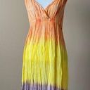 OCEAN BREEZE | Multicolored Ombre Tie Die Midi Dress Sz S Yellow Photo 0