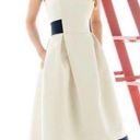 Alfred Sung  satin color block retro tea length contrast trim bridesmaid dress 8 Photo 1