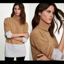 BCBGMAXAZRIA  Turtleneck Tunic Sweater Colorblock Sz Medium Camel Grey Photo 1