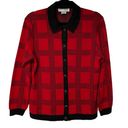 Cathy Daniels Vintage  Red Black Plaid Button Up Cardigan Jacket Small Photo 0