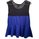 Say Anything  Blouse Black & Blue Peplum Blouse Size 1X Photo 6