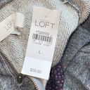 Loft Ann Taylor  Gray Knit Floral Hem Collared Long Sleeve Top Size L NWT Photo 6