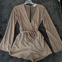 Love Riche Boutique  Taupe Long Sleeve Suede Romper Photo 0