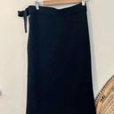 Loft black pull on elastic waist wrap front knee length knit sweater skirt Photo 3