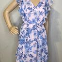 Tommy Hilfiger Flutter Sleeve V-Neck Floral Chiffon Fit Flare Dress Pink Blue 8 Photo 1