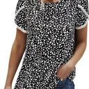 Petal NEW  Black & White Leopard Print  Lace Trim Short  Sleeve Blouse Size 2XL Photo 1