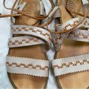 Latigo  Gem Tan Leather Wraparound Lace Up Flats Sandals Size 6 Photo 1