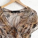 Sheer silk‎ blend tie front bohemian style beaded top size Large Photo 2