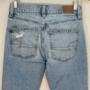 American Eagle  Womens Stretch Distressed Jeans Cutoff Denim Light Wash Blue 2 Photo 3