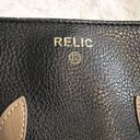 Relic  Black Tan & Cream Leather Flower Emma Tote Bag Purse Photo 8