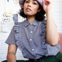 Sandy Liang 💕 x TARGET💕 Short Sleeve Ruffle Blouse ~ Gingham Print Medium Photo 3