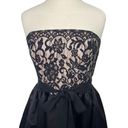 Shoshanna  Lace Satin Fit & Flare Mini Dress Strapless Black Ivory Womens 10 Photo 3