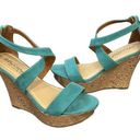 Twisted , Strappy Wedges, slip in and step out. Aqua Blue Photo 0