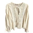 ZARA  Boho Swiss Dot and Crochet Cream Size Large Photo 9