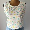 Vintage 70s Lucky Tops Multicolor Floral & White Sleeveless Top Size undefined Photo 2