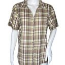 Erika  Shirt Womens Large Brown White Plaid Outdoors Campcore Cabin Casual Preppy Photo 0