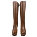 Gucci NEW  Nappa Charlotte GG Knee High Platform Boots Cuir Brown Size 38.5 Photo 3