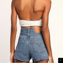 Levi's Levi’s Ribcage Medium Wash High Rise Embroidered Cutoff Denim Shorts Photo 1