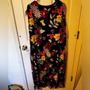 CJ Banks Maxi Summer Dress Size 1x Black Floral Poly spandex Plus Size Stretchy Photo 4