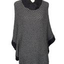 Banana Republic  Sweater Womens M Cape Poncho Wool Blend Mock Neck Striped Black Photo 0